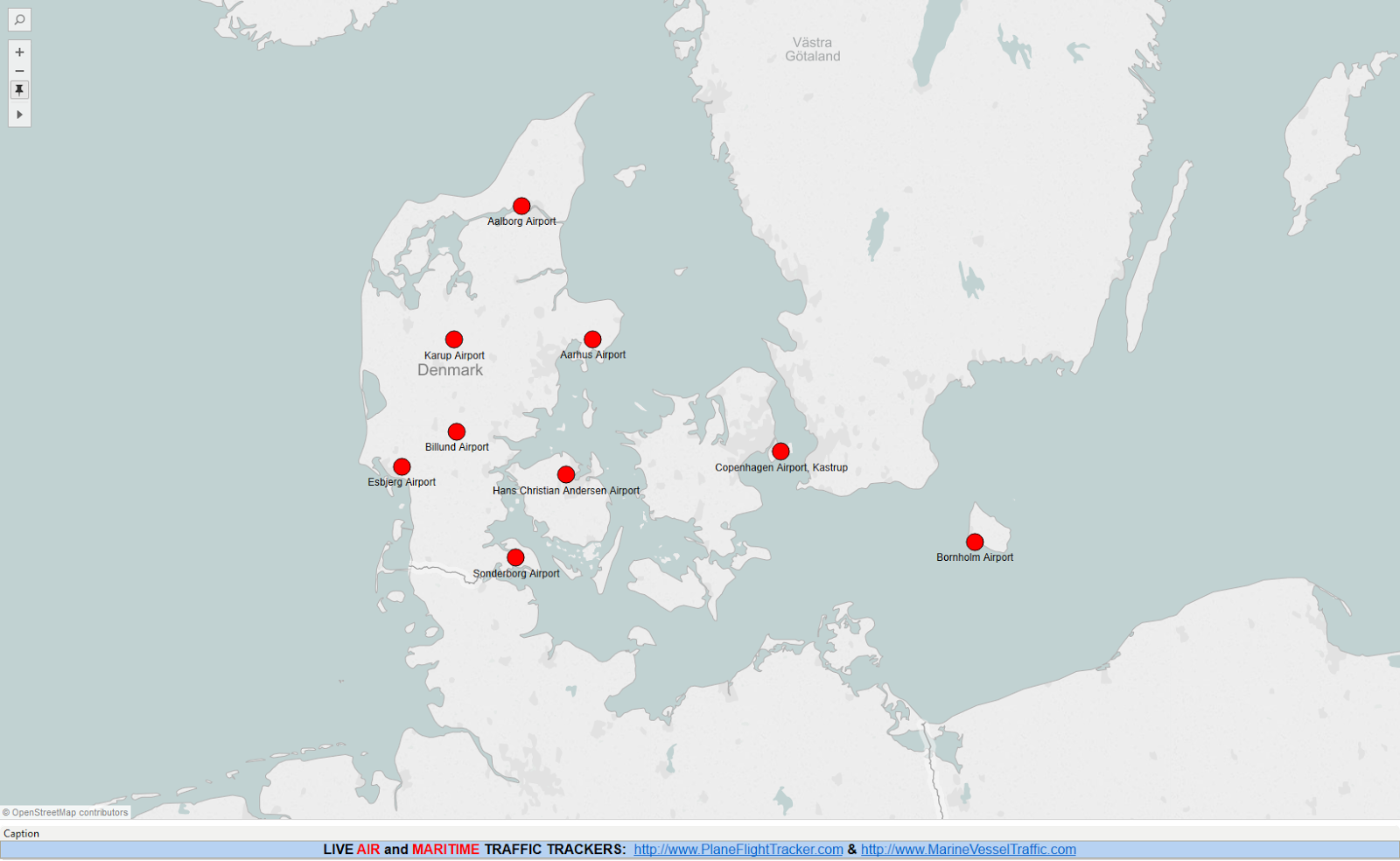 DENMARK AIRPORTS MAP
